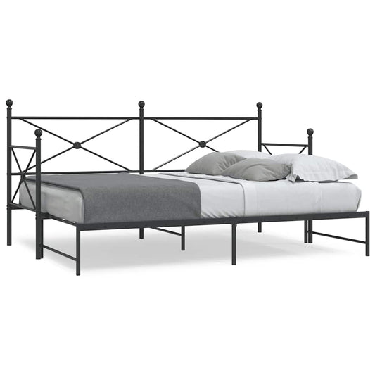 Divano Letto Estraibile senza Materasso Nero 75x190 cm Acciaio