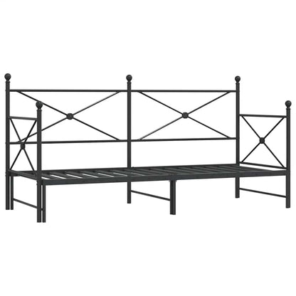 Divano Letto Estraibile senza Materasso Nero 80x200 cm Acciaio