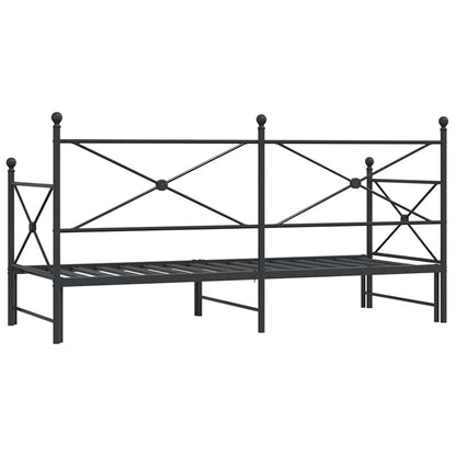 Divano Letto Estraibile senza Materasso Nero 80x200 cm Acciaio