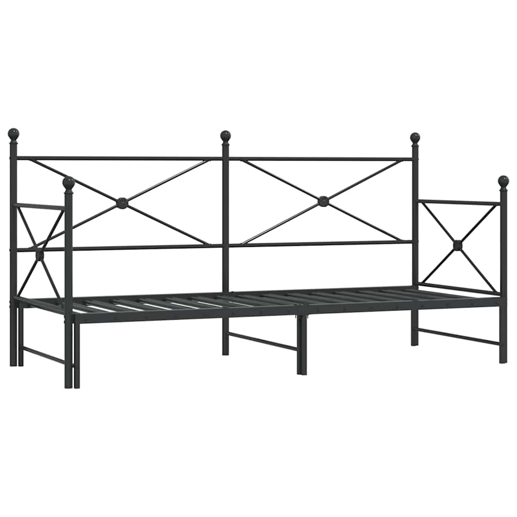 Divano Letto Estraibile senza Materasso Nero 90x190 cm Acciaio