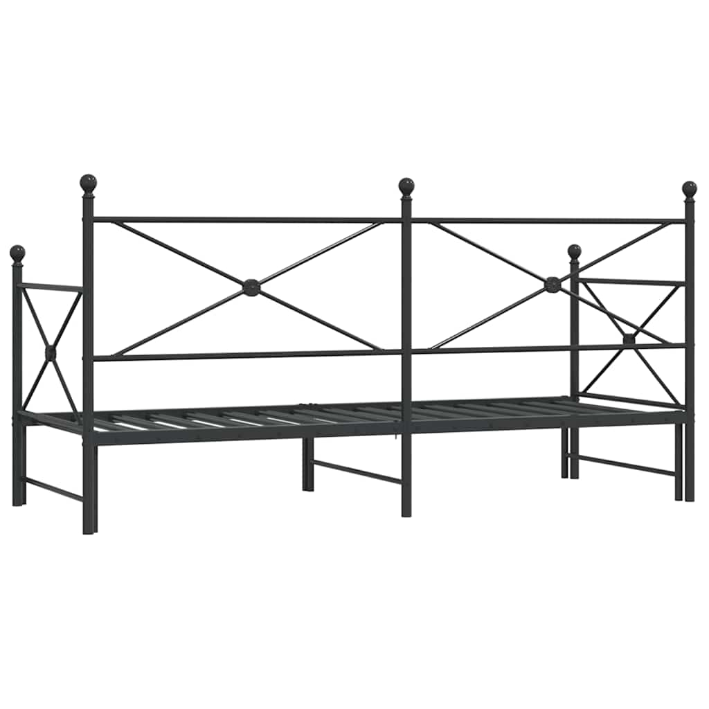 Divano Letto Estraibile senza Materasso Nero 90x190 cm Acciaio