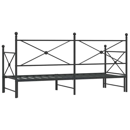 Divano Letto Estraibile senza Materasso Nero 90x190 cm Acciaio