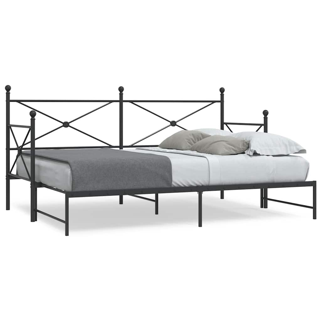 Divano Letto Estraibile senza Materasso Nero 90x190 cm Acciaio