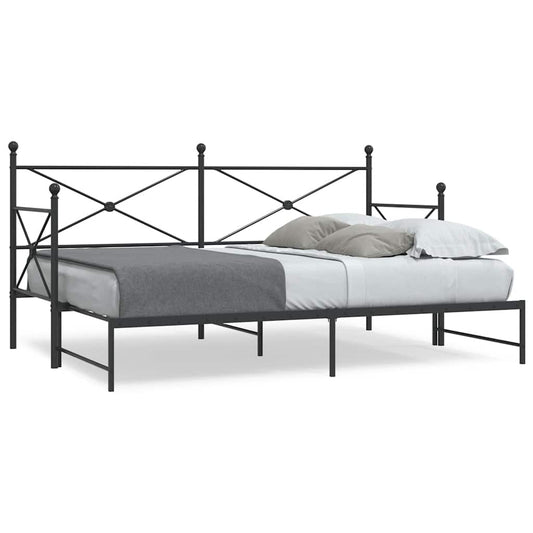 Divano Letto Estraibile senza Materasso Nero 90x190 cm Acciaio