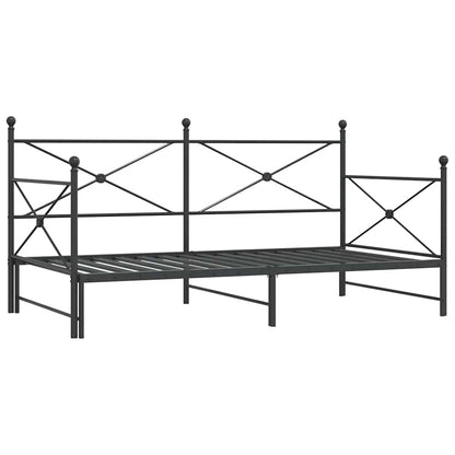 Divano Letto Estraibile senza Materasso Nero 100x190 cm Acciaio