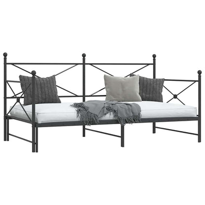 Divano Letto Estraibile senza Materasso Nero 100x190 cm Acciaio