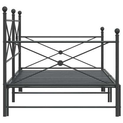 Divano Letto Estraibile senza Materasso Nero 100x190 cm Acciaio