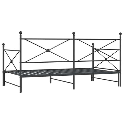 Divano Letto Estraibile senza Materasso Nero 100x190 cm Acciaio