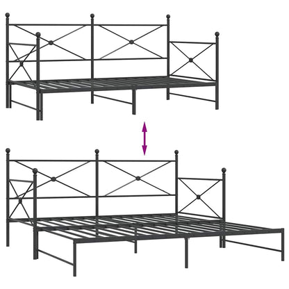 Divano Letto Estraibile senza Materasso Nero 100x190 cm Acciaio