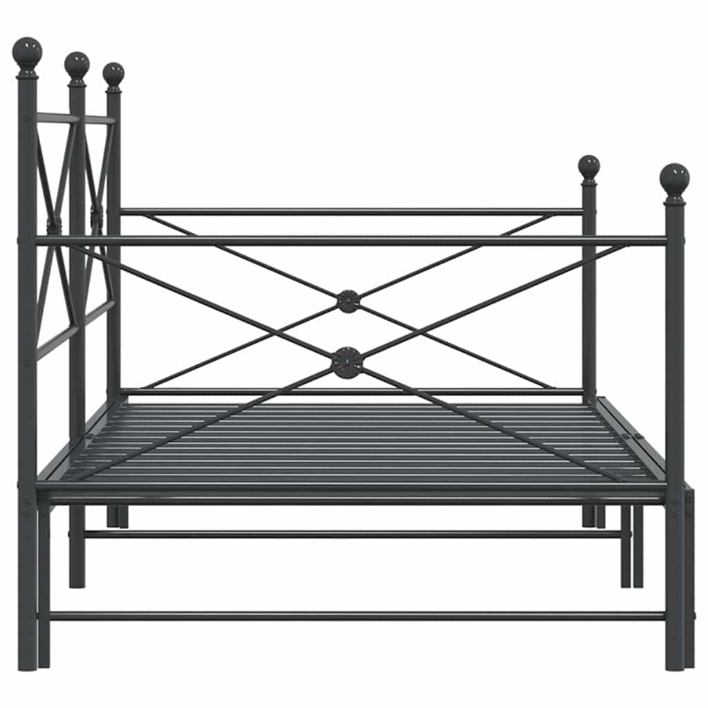 Divano Letto Estraibile senza Materasso Nero 100x200 cm Acciaio