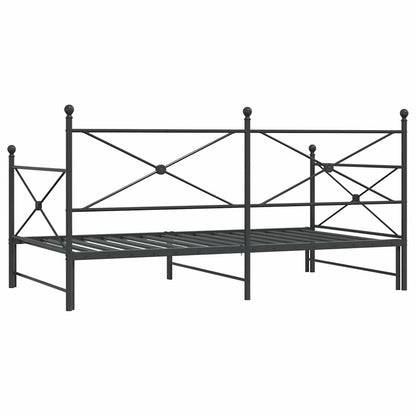 Divano Letto Estraibile senza Materasso Nero 100x200 cm Acciaio