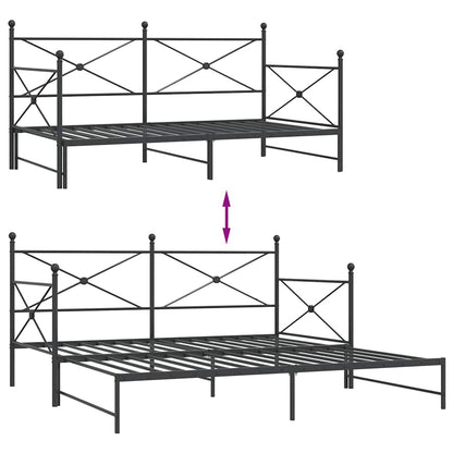 Divano Letto Estraibile senza Materasso Nero 100x200 cm Acciaio