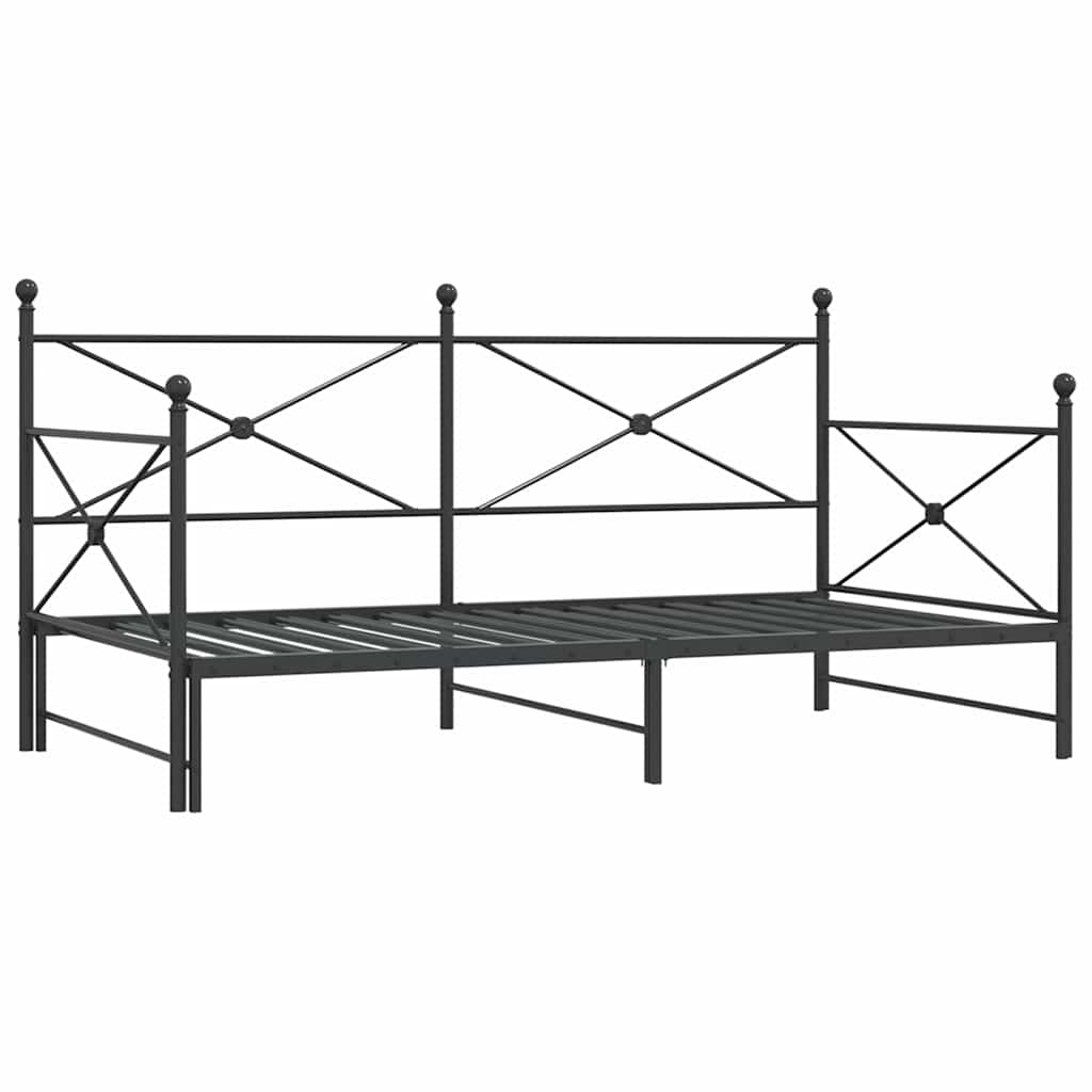 Divano Letto Estraibile senza Materasso Nero 107x203 cm Acciaio