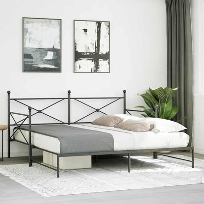 Divano Letto Estraibile senza Materasso Nero 107x203 cm Acciaio