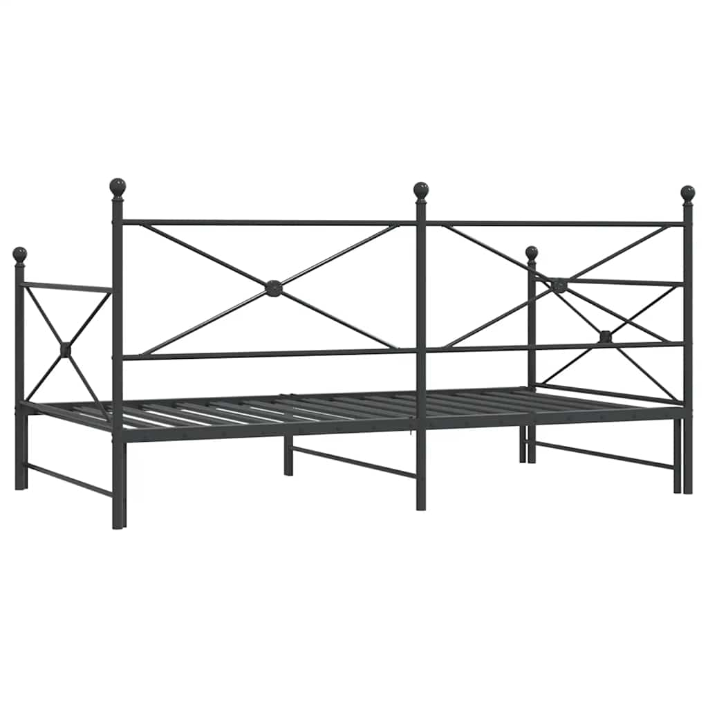 Divano Letto Estraibile senza Materasso Nero 107x203 cm Acciaio