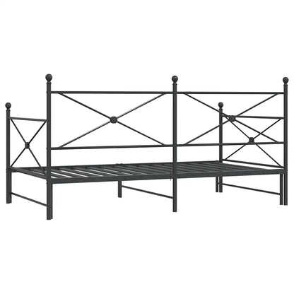 Divano Letto Estraibile senza Materasso Nero 107x203 cm Acciaio