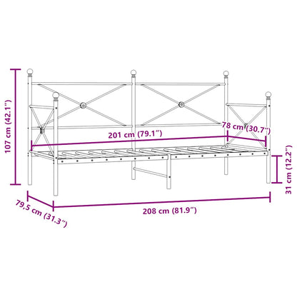 Dormeuse senza Materasso Bianco 80x200 cm in Acciaio