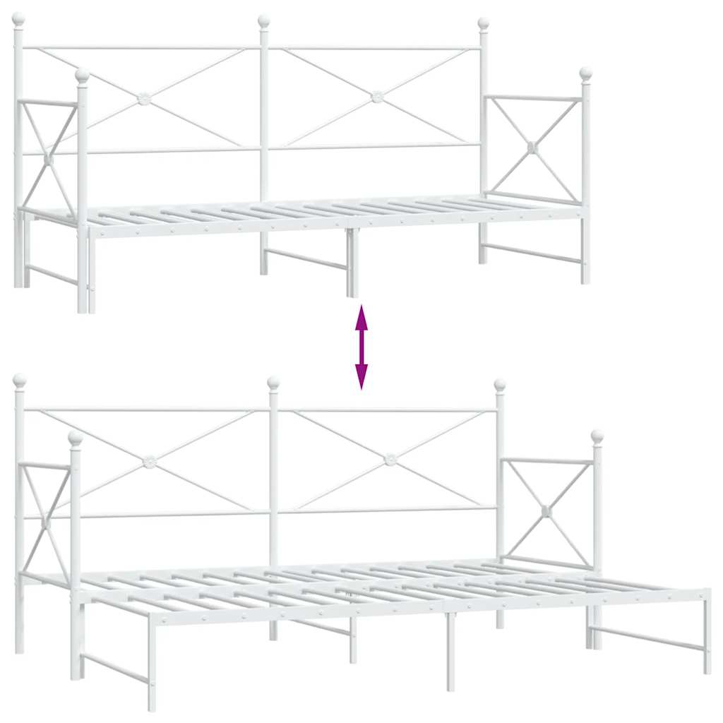 Divano Letto Estraibile senza Materasso Bianco 75x190cm Acciaio