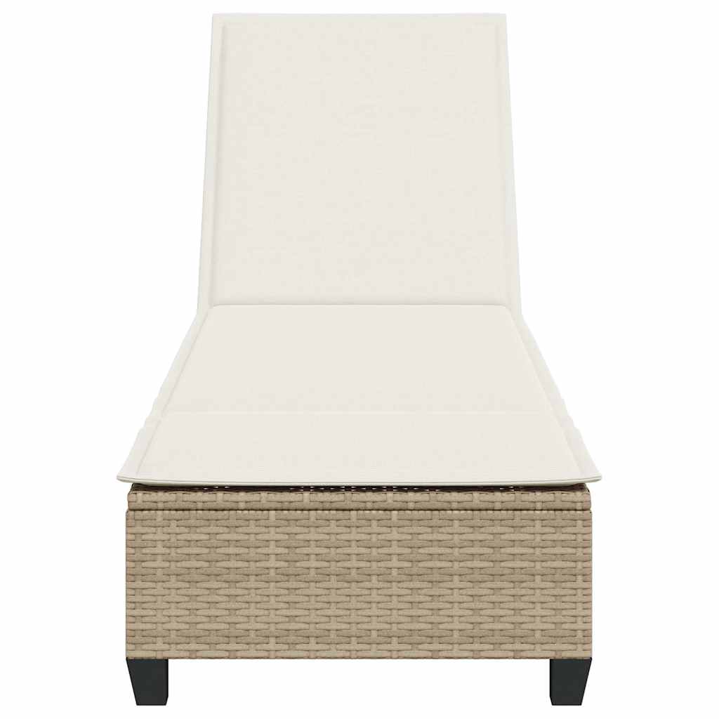 Lettino Prendisole con Cuscini Beige 55x200x25,5cm Polyrattan - homemem39