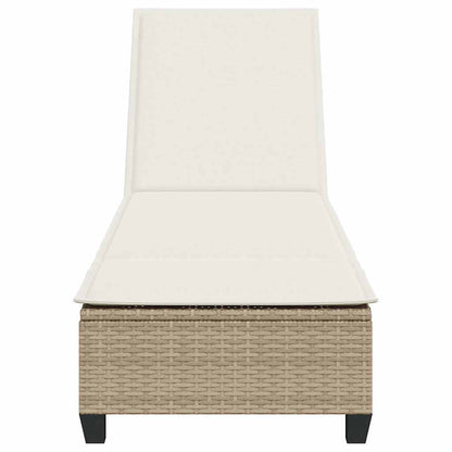 Lettino Prendisole con Cuscini Beige 55x200x25,5cm Polyrattan - homemem39