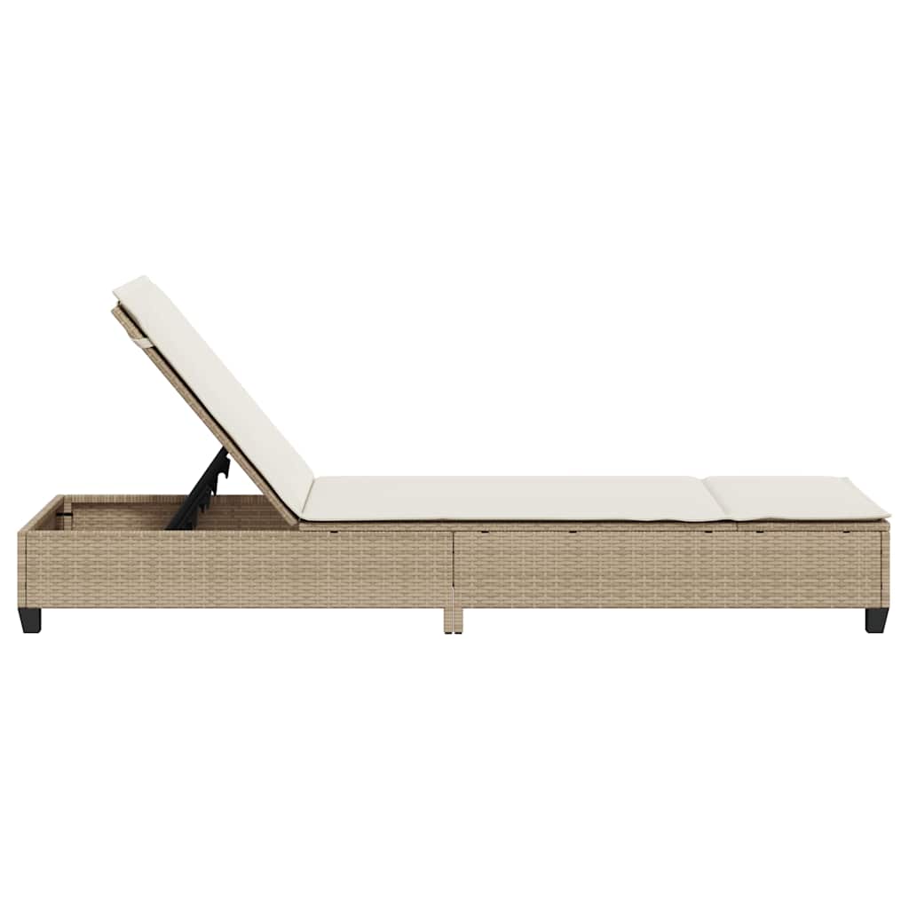 Lettino Prendisole con Cuscini Beige 55x200x25,5cm Polyrattan - homemem39