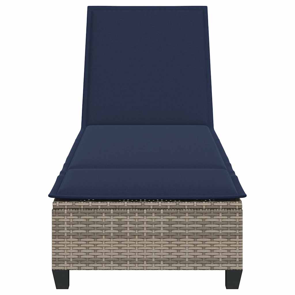 Lettino Prendisole con Cuscini Grigio 55x200x25,5cm Polyrattan - homemem39