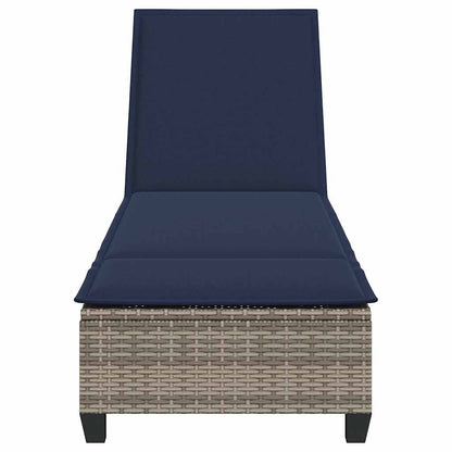 Lettino Prendisole con Cuscini Grigio 55x200x25,5cm Polyrattan - homemem39