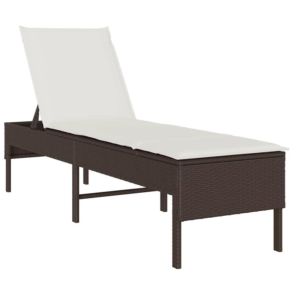 Lettino Prendisole con Cuscino Marrone 55x200x44 cm Polyrattan - homemem39