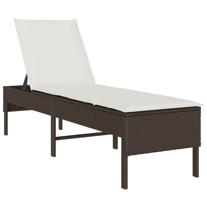 Lettino Prendisole con Cuscino Marrone 55x200x44 cm Polyrattan - homemem39