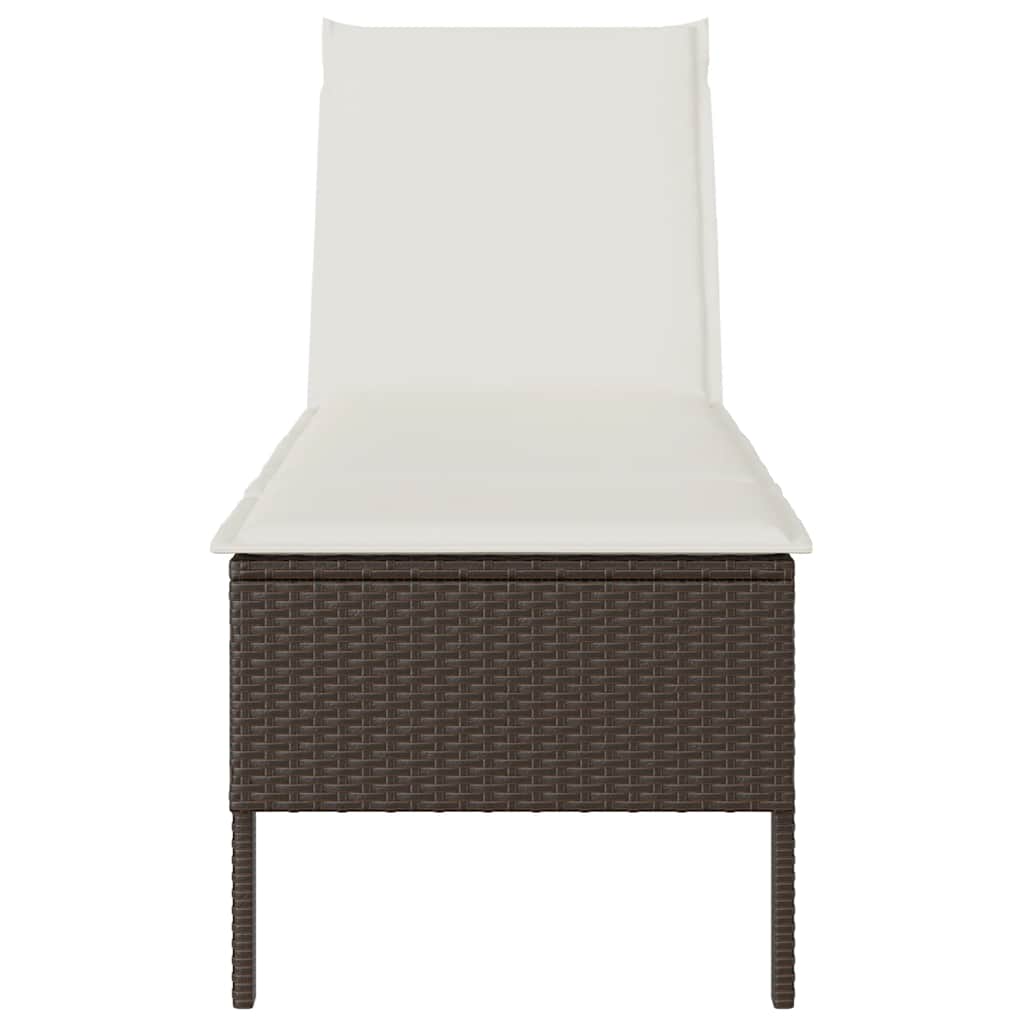 Lettino Prendisole con Cuscino Marrone 55x200x44 cm Polyrattan - homemem39