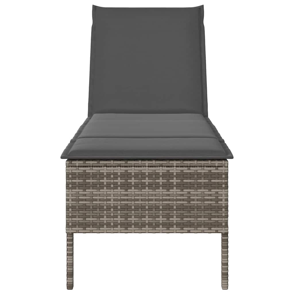 Lettino Prendisole con Cuscino Grigio 55x200x44cm in Polyrattan - homemem39