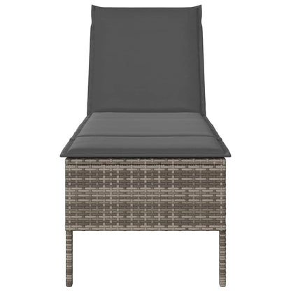 Lettino Prendisole con Cuscino Grigio 55x200x44cm in Polyrattan - homemem39