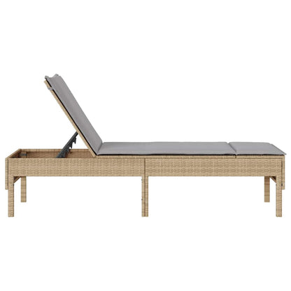 Lettino Prendisole con Cuscini Beige 55x200x44 cm in Polyrattan