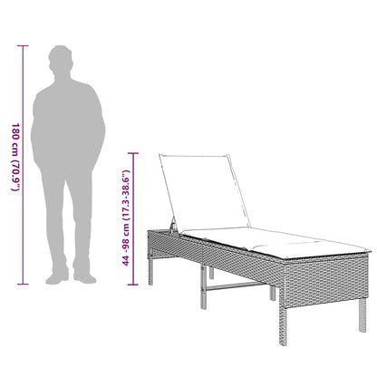 Lettino Prendisole con Cuscini Beige 55x200x44 cm in Polyrattan