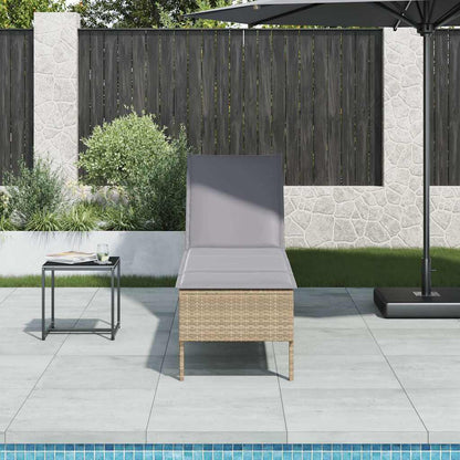 Lettino Prendisole con Cuscini Beige 55x200x44 cm in Polyrattan