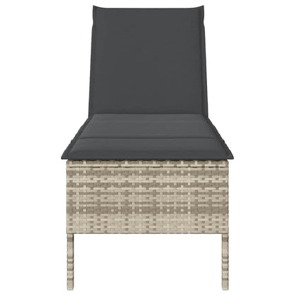 Lettino Prendisole con Cuscino Grigio Chiaro 55x200x44 cm