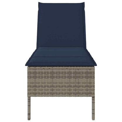 Lettino Prendisole con Cuscino Grigio 55x200x44cm in Polyrattan