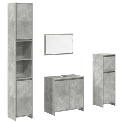 Set Mobili da Bagno 4 pz Grigio Cemento in Legno Multistrato