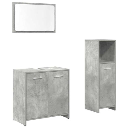 Set Mobili da Bagno 3 pz Grigio Cemento in Legno Multistrato | homemem39