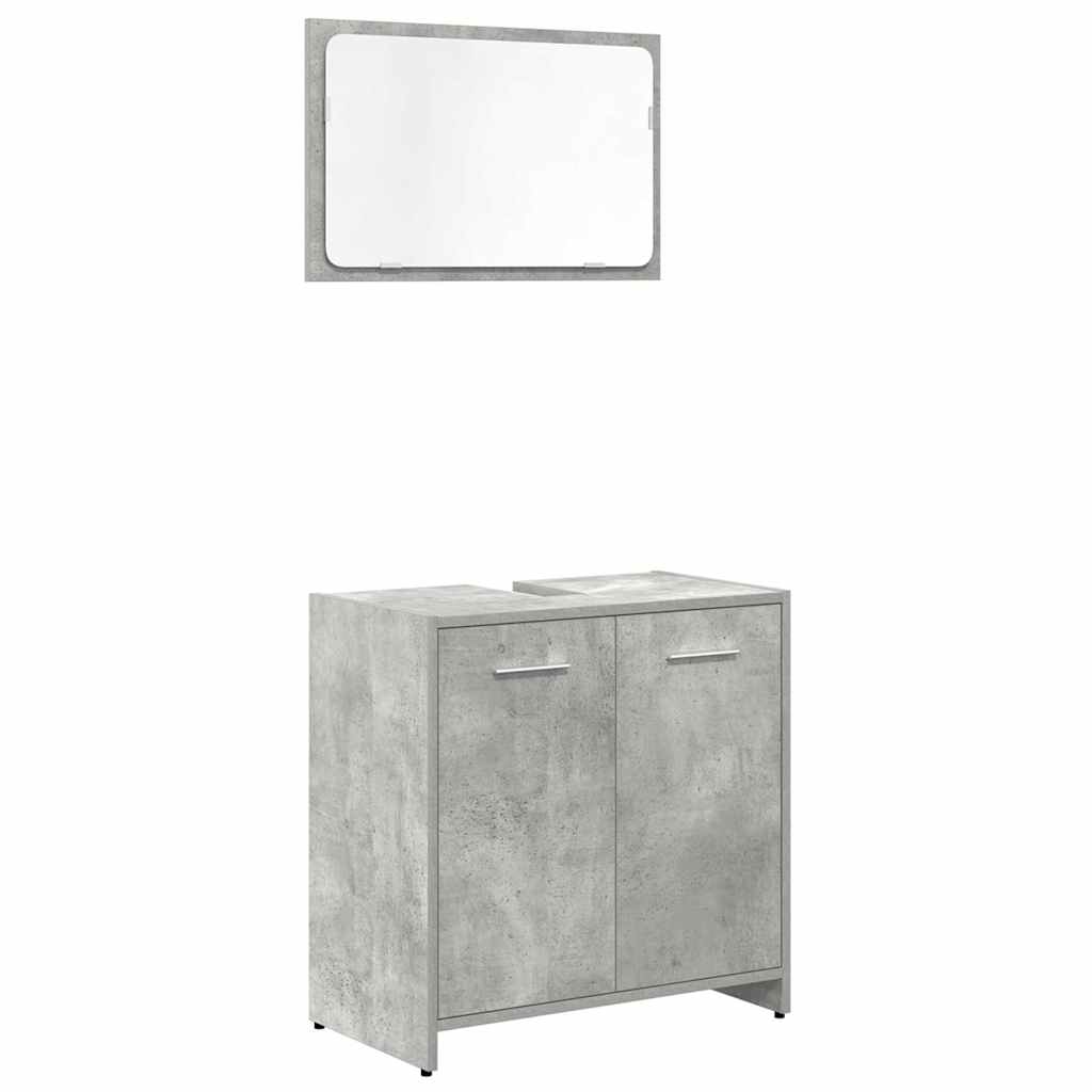 Set Mobili da Bagno 3 pz Grigio Cemento in Legno Multistrato | homemem39