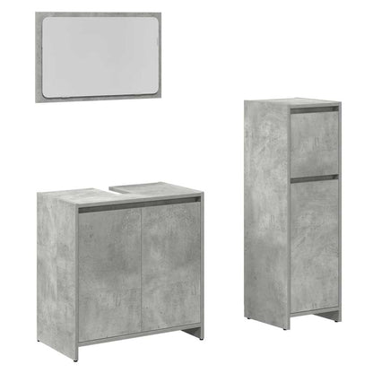Set Mobili da Bagno 3 pz Grigio Cemento in Legno Multistrato