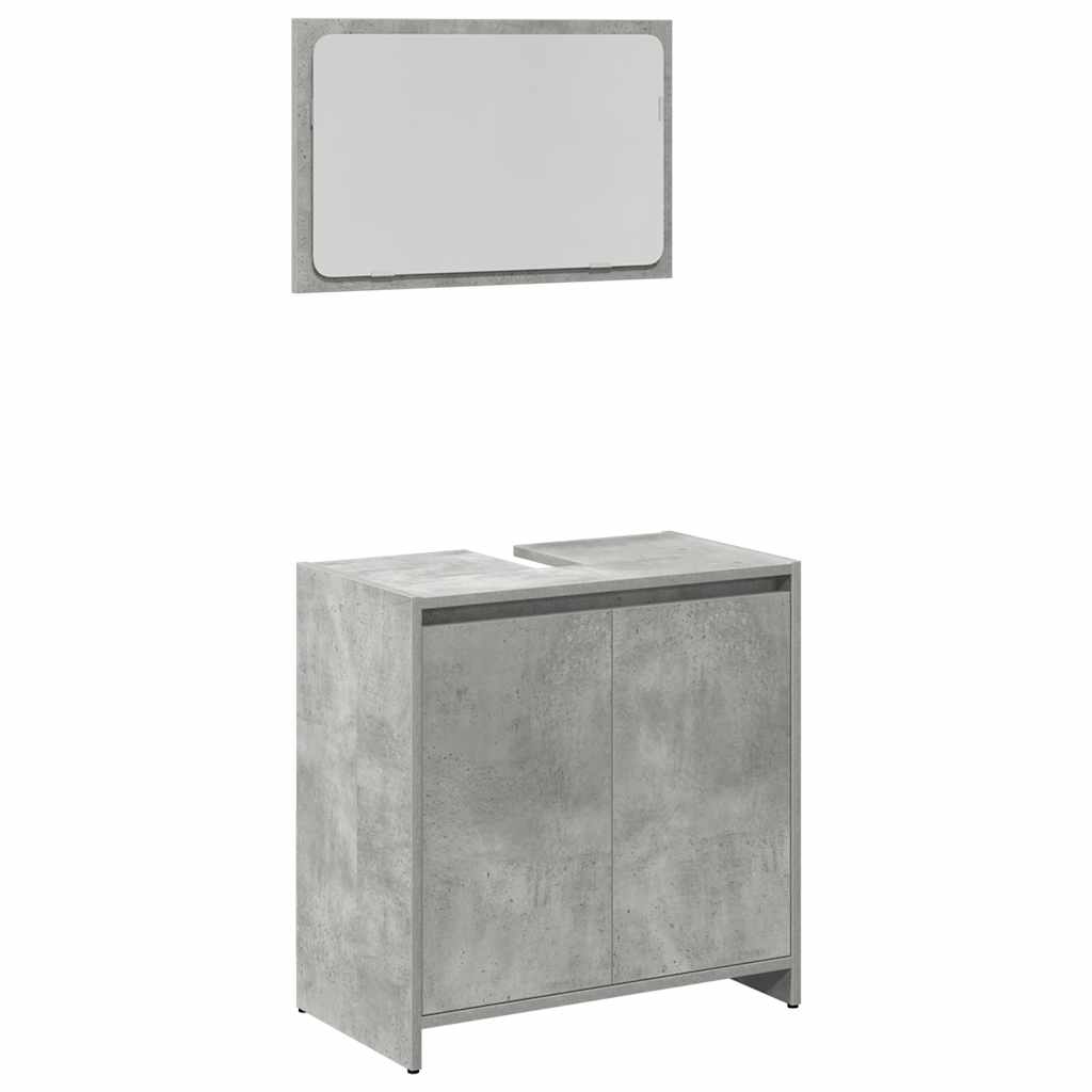 Set Mobili da Bagno 3 pz Grigio Cemento in Legno Multistrato