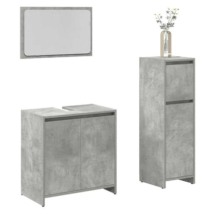 Set Mobili da Bagno 3 pz Grigio Cemento in Legno Multistrato