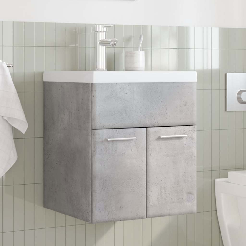 Set Mobili da Bagno 2 pz Grigio Cemento in Legno Multistrato | homemem39