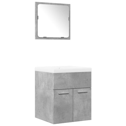 Set Mobili da Bagno 3 pz Grigio Cemento in Legno Multistrato