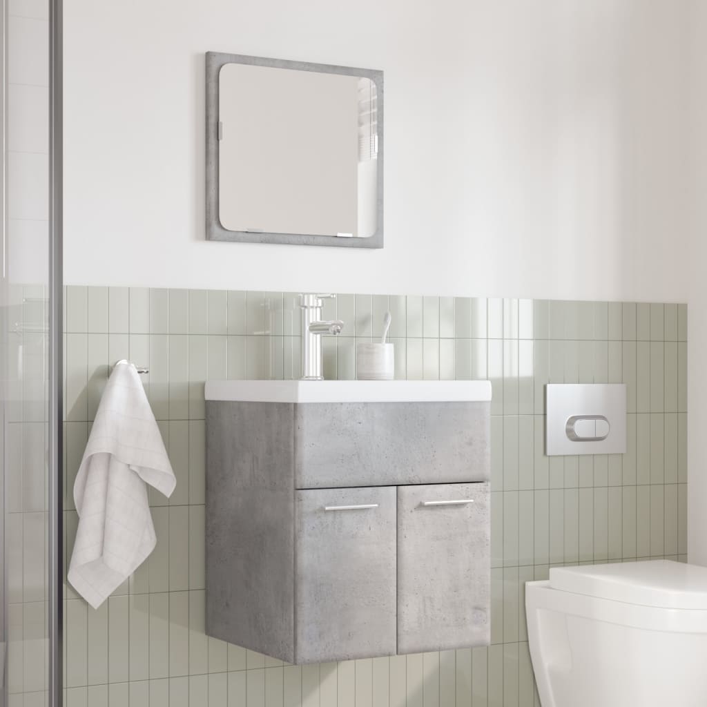 Set Mobili da Bagno 3 pz Grigio Cemento in Legno Multistrato