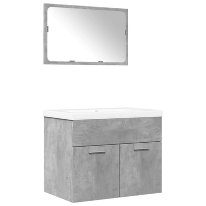 Set Mobili da Bagno 3 pz Grigio Cemento in Legno Multistrato