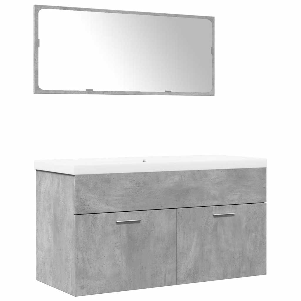 Set Mobili da Bagno 3 pz Grigio Cemento in Legno Multistrato