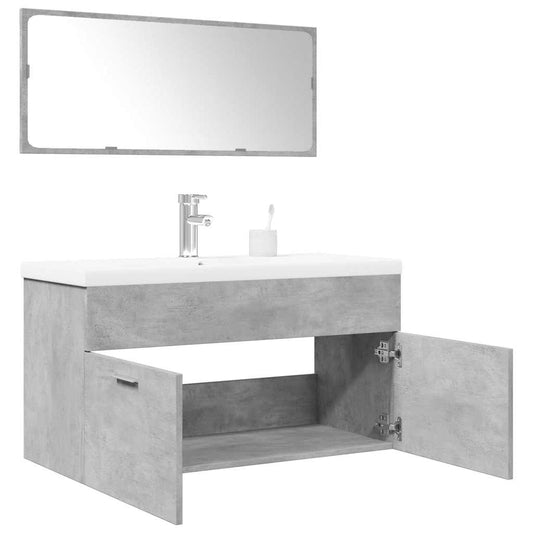 Set Mobili da Bagno 3 pz Grigio Cemento in Legno Multistrato | homemem39