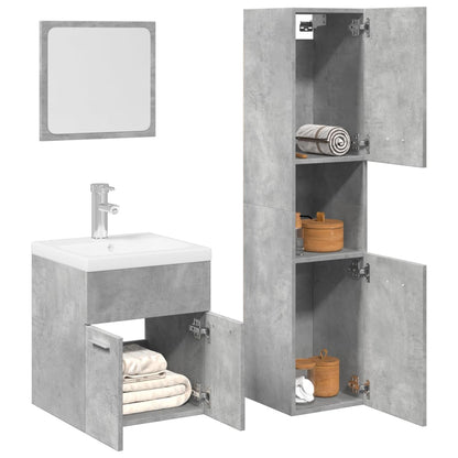 Set Mobili da Bagno 3 pz Grigio Cemento in Legno Multistrato | homemem39